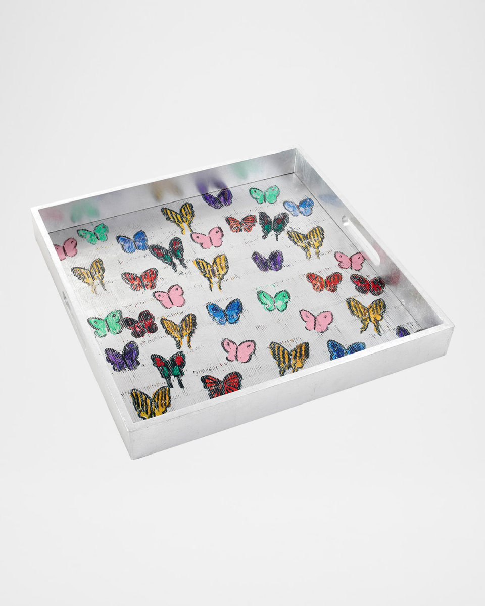 Butterflies Around The World Silver Leaf Tray